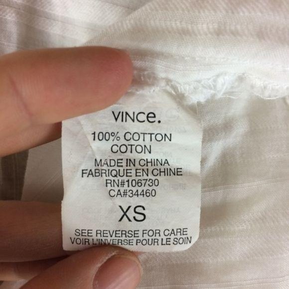VINCE Women's Size XS White Semi Sheer Drop Waist Blouse Button Up Long Sleeve - Picture 7 of 8